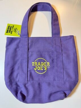 NWT Trader Joe's Purple Halloween Mini Canvas Tote with Logo